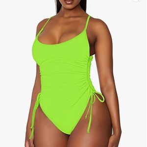 Ruched high cut one piece tummy control bikini new no tag